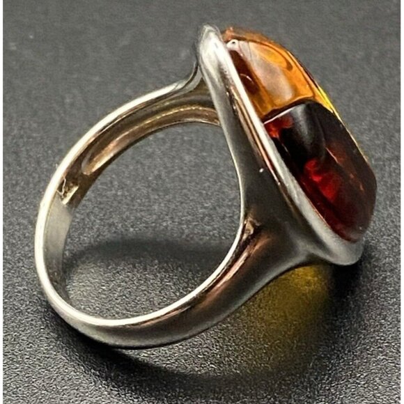 Multi-Color Baltic Amber Ring Size 7.25 925 Sterling Silver 5.4 G 23 h x 17.7 mm - Picture 7 of 16